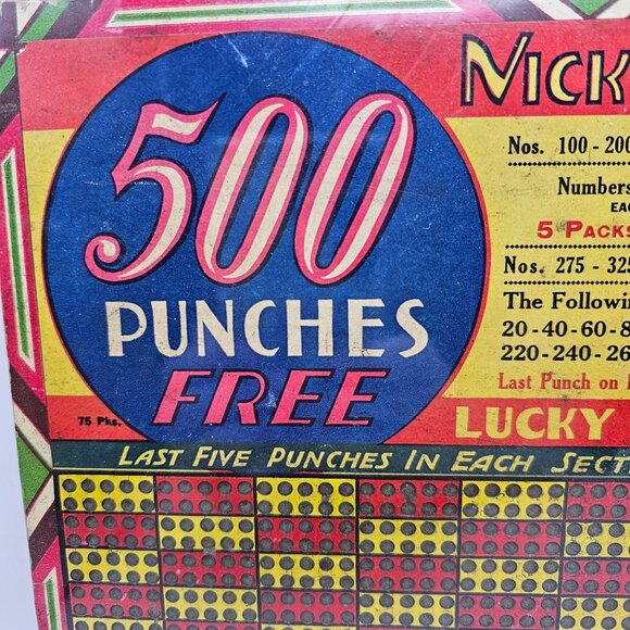 Vintage Nickel Special Punch Board 500 Punches Lucky Numbers Cigarettes - Picture 3 of 13